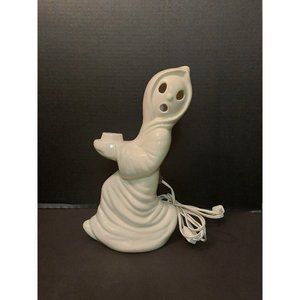 Vintage Ceramic Running Ghost halloween lantern, kitsch ghost, vtg halloween